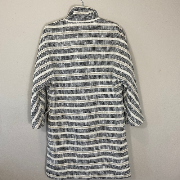 Zara Basic Coat Striped Knit Lightweight With Pockets 3/4 Sleeves Small - Picture 4 of 7